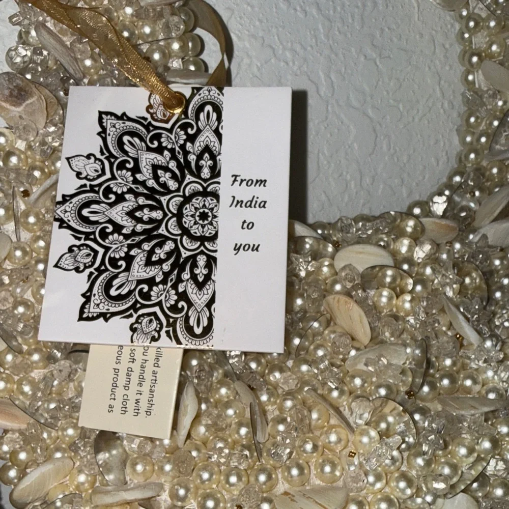 Pearl-Embellished Cream Shoulder Bag